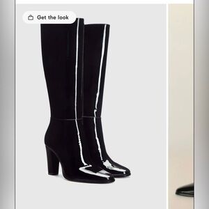 Reformation Glossy Black Heeled Boots